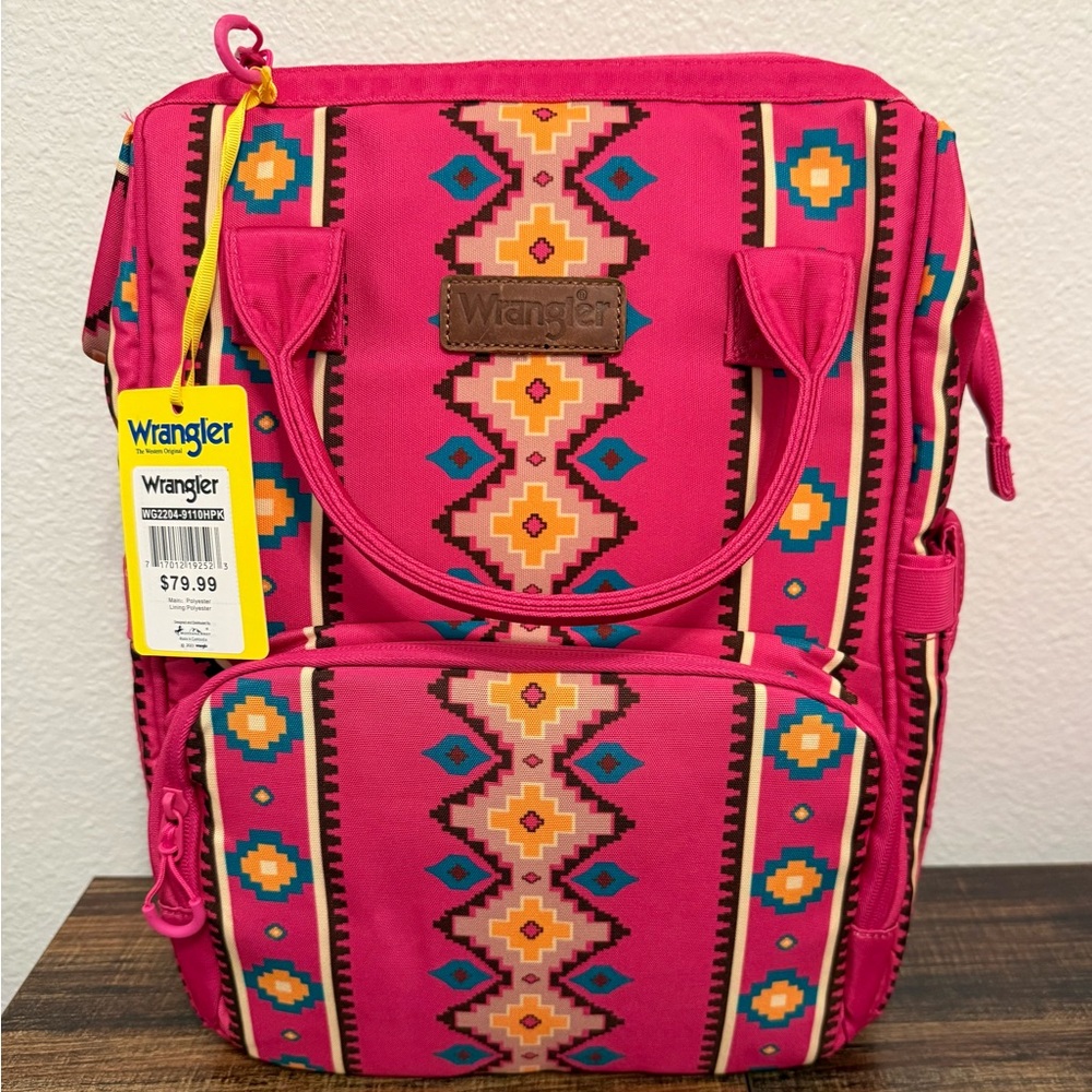 Wrangler Hot Pink Large Multi-use Backpack or Baby Travel Bag w/ Bottle Storage